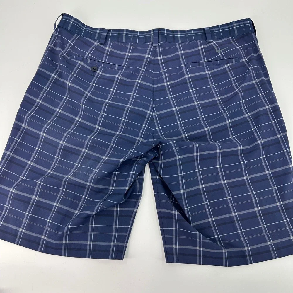 Nike Golf Mens Blue Plaid Flat Front Performance Shorts Size 40